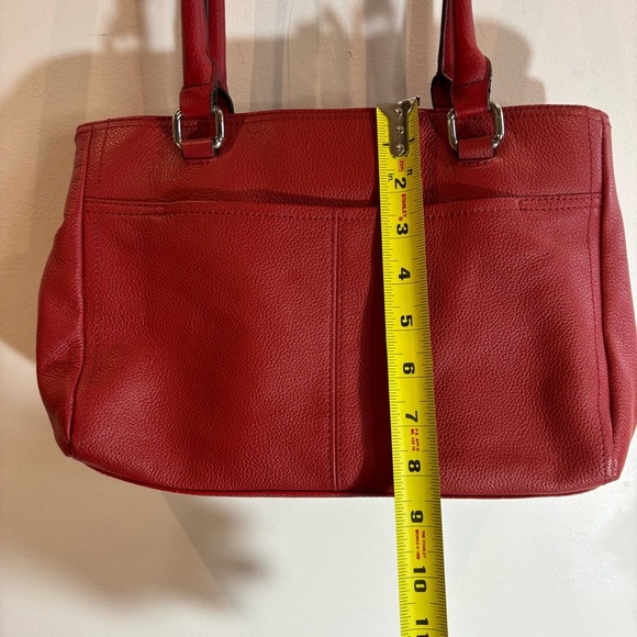 TIGNANELLO Leather Contrastig strip Lining Multiple Pockets Shoulder Bag NEW - Picture 3 of 14